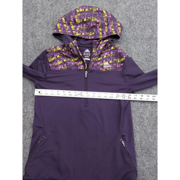 Adidas Hoodie Womens Medium Purple Techfit Climalite Half Zip Thumbholes Running - Picture 10 of 13